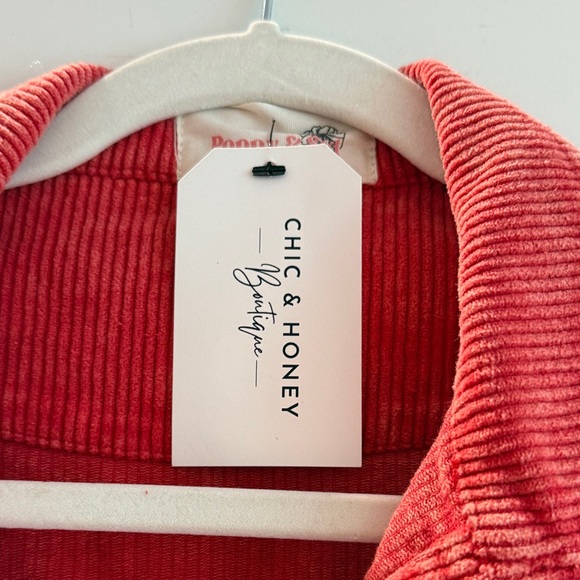 Football game ready!!!Red Corduroy Jacket with Sequined Football Patches - Picture 2 of 5